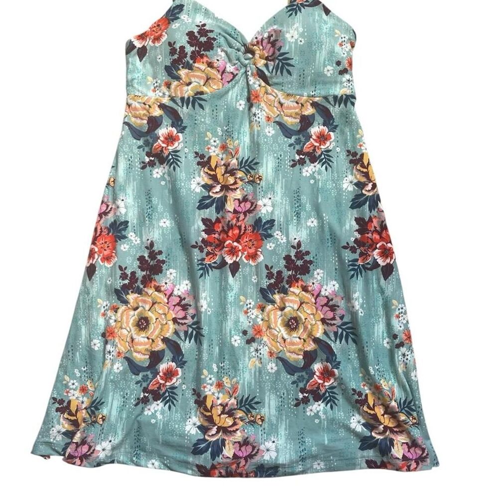 Mudd Vintage Y2K Teal Multicolor Floral Empire Waist Swing Dress Size Small S